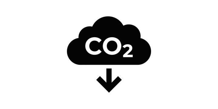 Co2 emission icon with black cloud graphic for industrial data reports.