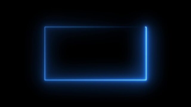 light glowing neon blue color picture frame rectangle animation icon.animated rectangle .4k video