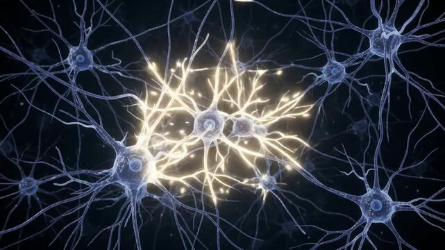 Neuron Network Transmitting Electric Nerve Impulses in Brain Activity