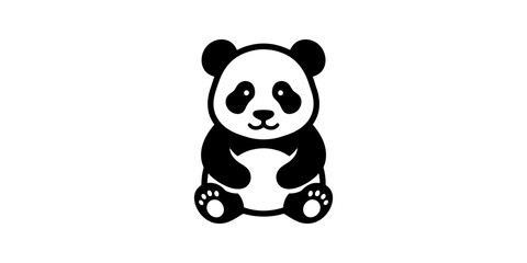 Cute cartoon panda bear sitting for animal wildlife design. © Ahmadhassan