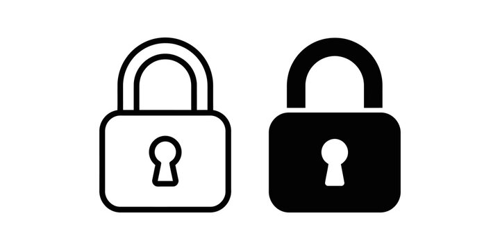 Lock icons in outline and solid black for security and privacy.