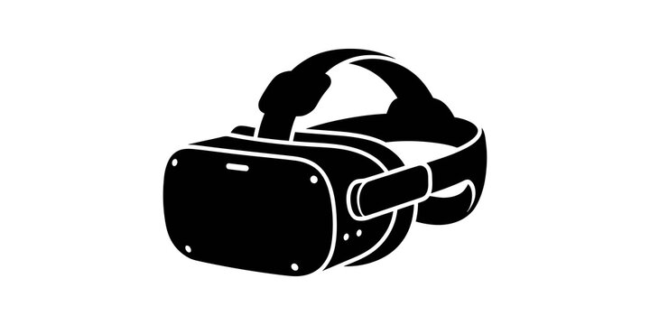 Virtual reality headset black for gaming and digital interactive content.