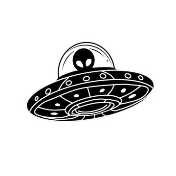 ufo cartoon illustration sipllhouette bw symbol