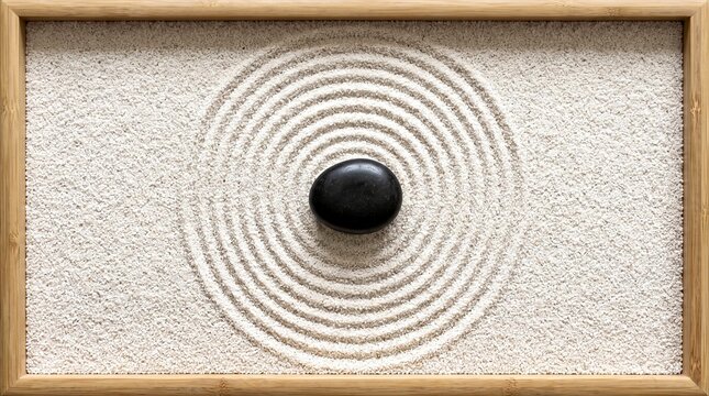 Top Down Minimalist Japanese Zen Garden Gravel and Stone