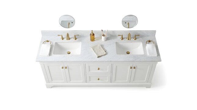 Double Sink Bathroom Vanity with Marble Countertop