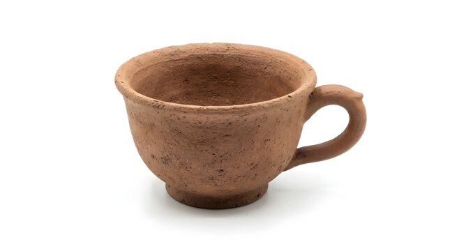 Rustic brown clay coffee cup