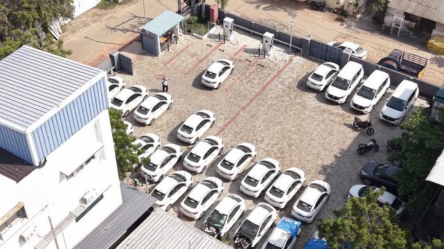 Electric cars at EV charging hub going to get charged