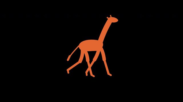 Animal cartoon orange giraffes walking 