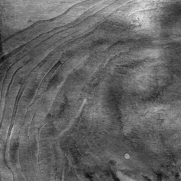 Gray Watercolor Ink Wash Paper Texture with Abstract Brush Strokes and Distressed Surface