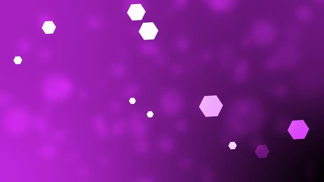 Abstract gradient background bokeh and scattered white hexagon shapes animation