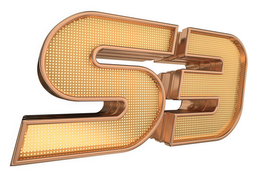 Bold elegant gold 3D Number 53 with Glossy Gold Stroke Futuristic Technology Style