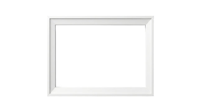 Minimalist white rectangular picture frame mockup floating against isolated studio backdrop displaying clean interior design element