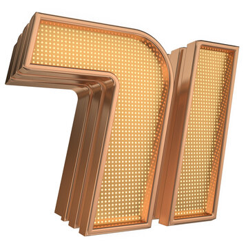 Bold elegant gold 3D Number 71 with Glossy Gold Stroke Futuristic Technology Style