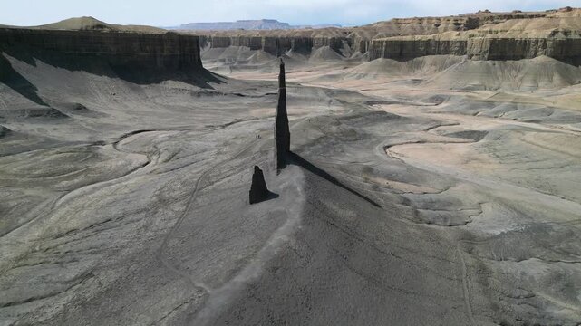 Aerial footage of dramatic landscape with Long Dong Silver, Utah. Tourism and travel footage