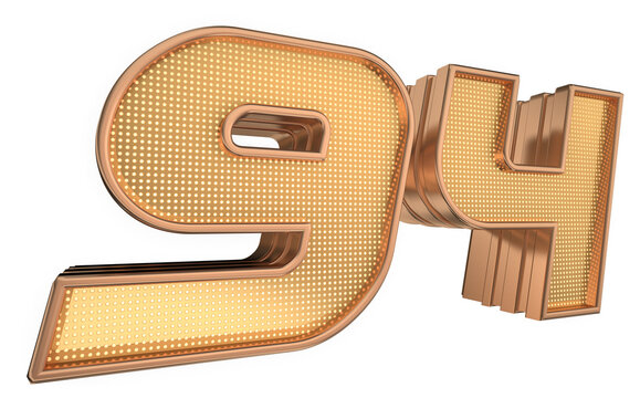 Bold elegant gold 3D Number 94 with Glossy Gold Stroke Futuristic Technology Style