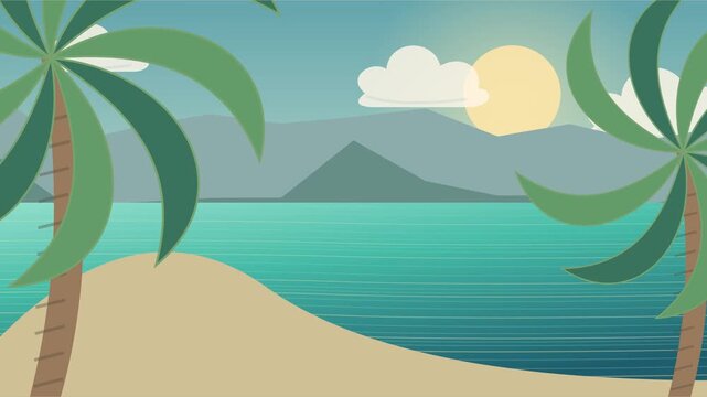 For&ecirc;t tropicale de palmiers s&rsquo;ouvrant sur une c&ocirc;te insulaire turquoise