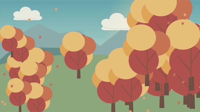 Canop&eacute;e foresti&egrave;re rouge et orange avec feuilles d&rsquo;automne d&eacute;rivantes