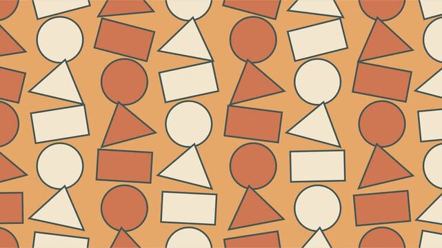 Motif g&eacute;om&eacute;trique orange et blanc aux contours &eacute;pais en mouvement ludique
