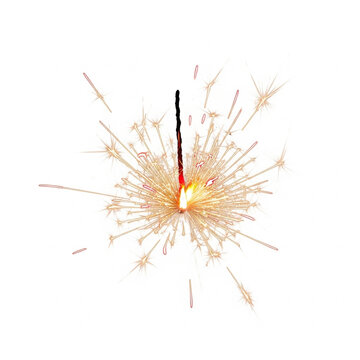 Bright Sparkling Festive Stick Detail Sparkler on a White Background