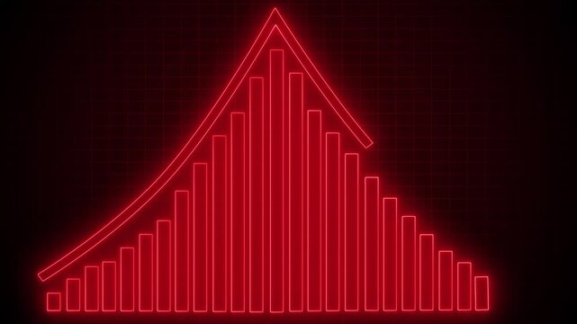 Neon-style glowing age distribution chart vertical bars forming animation