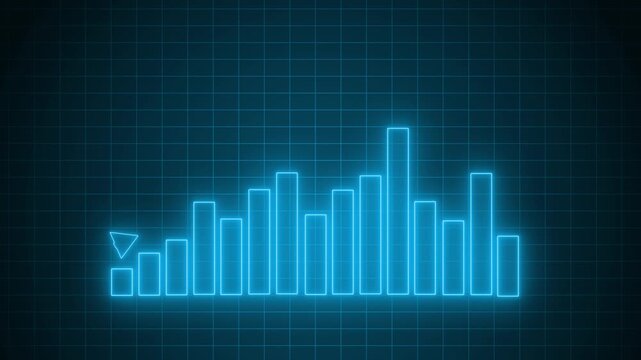 Glowing neon Financial Performance Bar Chart Animation with Positive Growth Trend