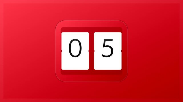 Countdown Timer With Flap Display Mechanism on Red Background