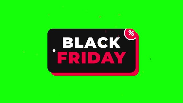 Black friday sale labels on green screen chroma key background