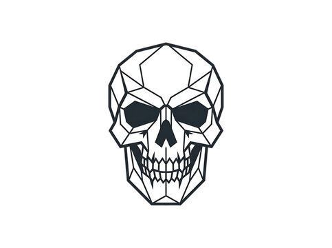 Geometric low poly human skull illustration isolated on dark background modern line art skull vector graphic design element for Halloween apparel creative print tattoo and dark fantasy artwork concept