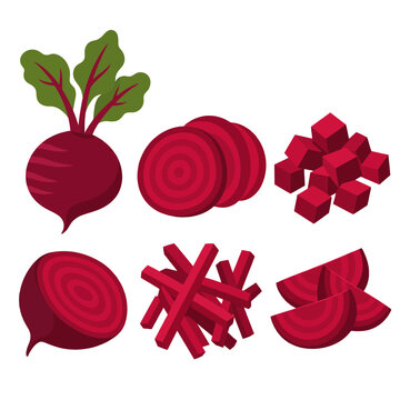 Fresh red beets whole sliced and diced