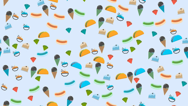 Assorted food icons pattern
