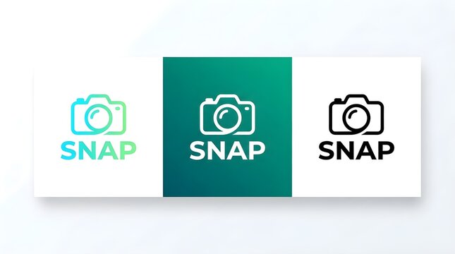 Modern minimalist camera logo design concept with clean typography and gradient color variations