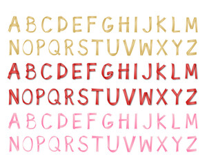Obraz premium Gold red and pink ribbon alphabet letter vector set