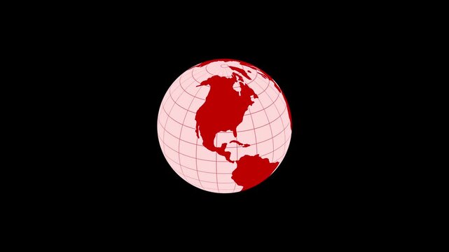 Stylized rotating 3d planet globe earth map animation