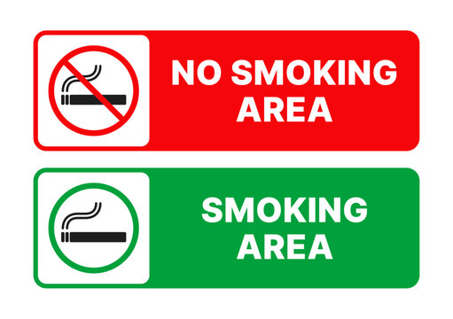 No Smoking Area and Smoking Area Signboard Vector Set for Public Building Safety, Icon for Notice and Regulation