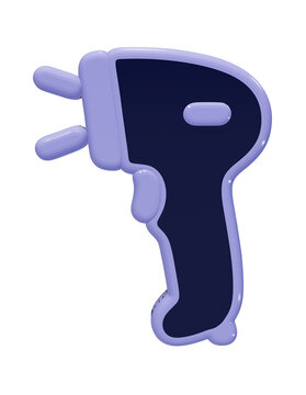 Isolated 3d rendering of a handheld digital barcode scanner device transparent background