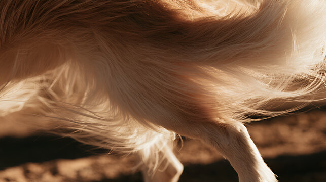 Close-Up Of A Dog's Tail Wagging Happily During A Belly Rub, Crisp Midday Sunlight, Shot On 85mm Lens, Shallow Depth Of Field, High-Contrast Tones, Photorealistic, Ultra-Detailed