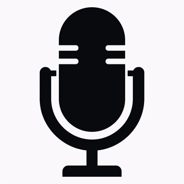 Modern black microphone icon silhouette with gradient fill for podcasting and audio branding