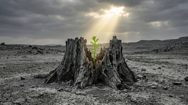 Isaiah 11, The Root of Jesse. A vibrant, green, living shoot miraculously growing directly out of a dead, dry tree stump