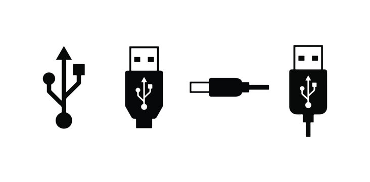 Usb connectivity icons set featuring various types of connection ports and plugs usb icon usb plug connector icon data transfer computer port digital connector