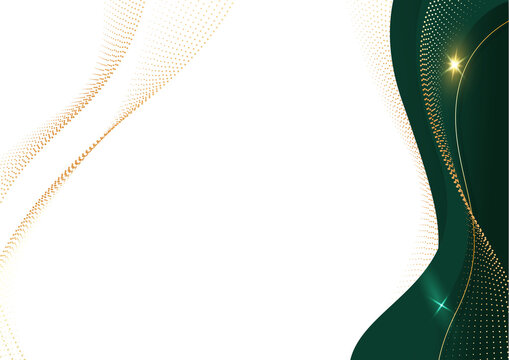 abstract emerald and gold wave on white background for modern corporate background design