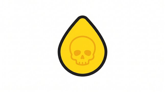 Distinctive yellow circular warning graphic featuring a skull and crossed fork and bone, universally recognized as a symbol for poison, toxic food, or dangerous substances indicating health risks