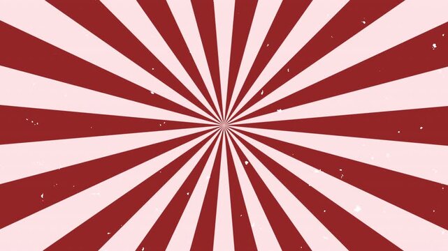 Grunge red and white sunburst background animation, retro rotating rays video element