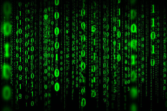 Green Binary Code Rain Matrix Style Background