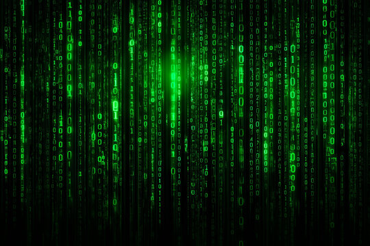 Green Binary Code Rain Matrix Style Background