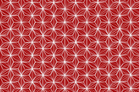 Traditional Japanese Geometric Pattern Asanoha Red White