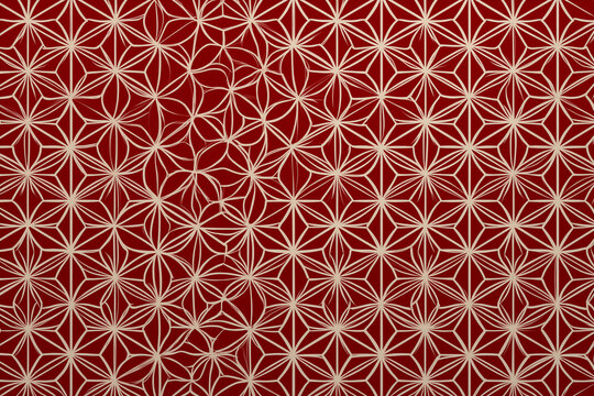 Traditional Japanese Geometric Pattern Asanoha Red White