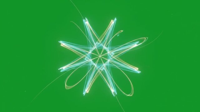 abstract video effect made of several extremely thin glowing threads emerging from a single central point