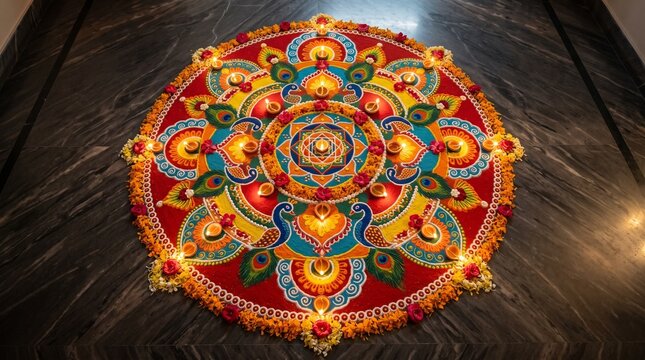 Colorful Rangoli Pattern Design for Diwali Festival