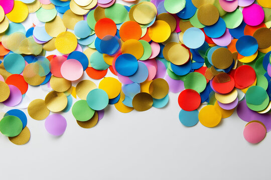 Colorful Paper Confetti on White Celebration Background