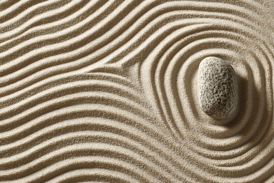 Japanese Zen Garden Sand Texture Raked Pattern Background